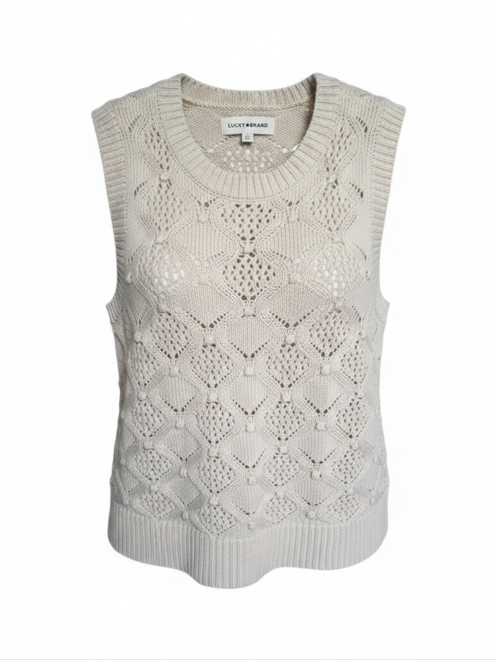 Lucky Brand Openwork Cream Knit Sweater